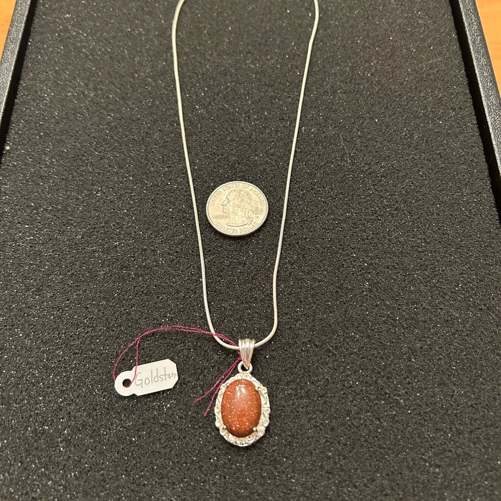Goldstone Silver Necklace
